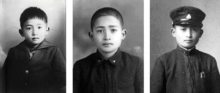 左から,幼稚園生,小学生,中学生の頃。(写真は向山光昭先生ご提供)