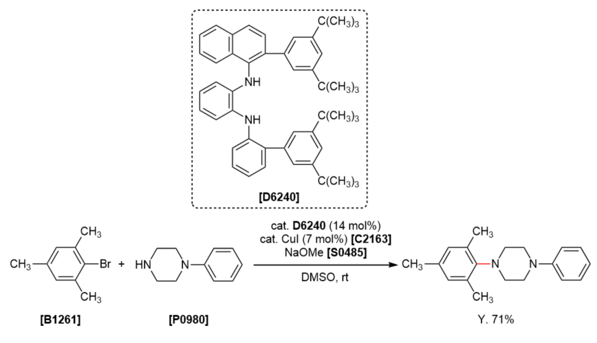 TCI Practical Example: Ullmann-type Coupling Reaction at Room Temperature Using N-[3',5'-Di-tert-butyl[biphenyl]-2-yl]-N'-[2-(3,5-di-tert-butylphenyl)-1-naphthyl]-1,2-benzenediamine