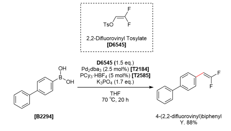 TCI Practical Example: Suzuki-Miyaura Cross-Coupling of Aromatic Boronic Acids Using a Novel Difluorovinylating Agent