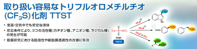 多様な反応性を示す高い原子効率のトリフルオロメチルチオ化剤 TTST
