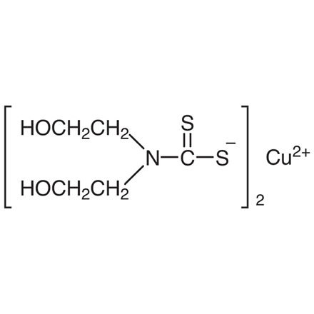 Copper(II) Bis(2-hydroxyethyl)dithiocarbamate Chemical Structure of Copper(II) Bis(2-hydroxyethyl)dithiocarbamate