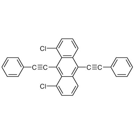 1,8-Dichloro-9,10-bis(phenylethynyl)anthracene Chemical Structure of 1,8-Dichloro-9,10-bis(phenylethynyl)anthracene