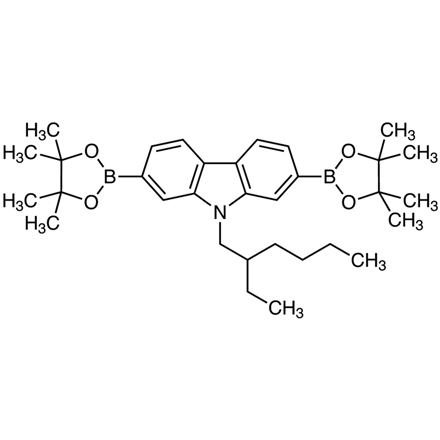 9-(2-Ethylhexyl)-2,7-bis(4,4,5,5-tetramethyl-1,3,2-dioxaborolan-2-yl)-9H-carbazole Chemical Structure of 9-(2-Ethylhexyl)-2,7-bis(4,4,5,5-tetramethyl-1,3,2-dioxaborolan-2-yl)-9H-carbazole