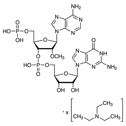 2'-O-Methyl-5'-O-phosphonoadenylyl-(3'->5')-guanosine Triethylamine Salt Chemical Structure of 2'-O-Methyl-5'-O-phosphonoadenylyl-(3'->5')-guanosine Triethylamine Salt